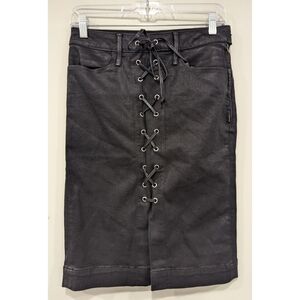 Good American Black Denim Lace Up Pencil Skirt Size 2